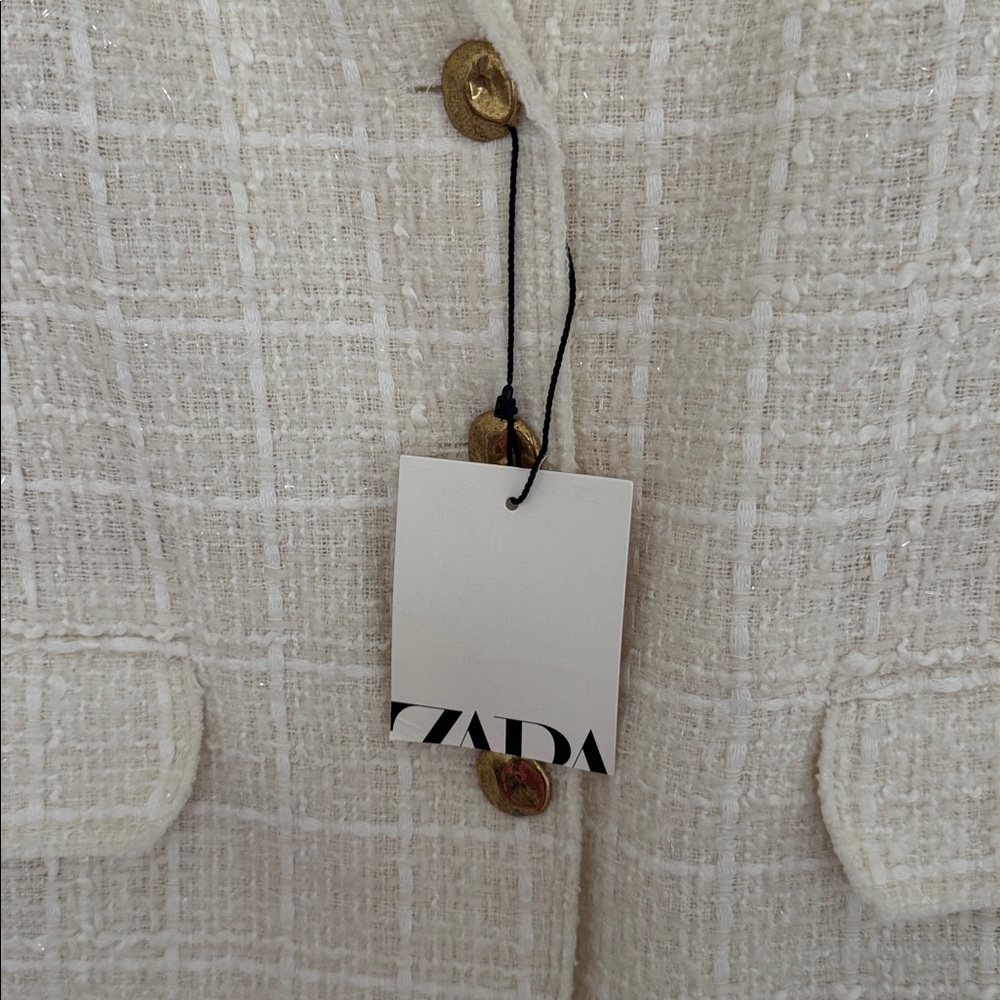 Zara NWT Cream Textured Women's Blazer - Size L - Picture 3 of 8